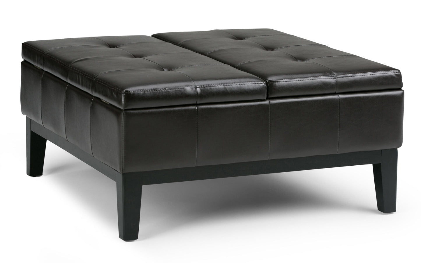 Tanners Brown Vegan Leather | Dover Square Vegan Leather Coffee Table Storage Ottoman