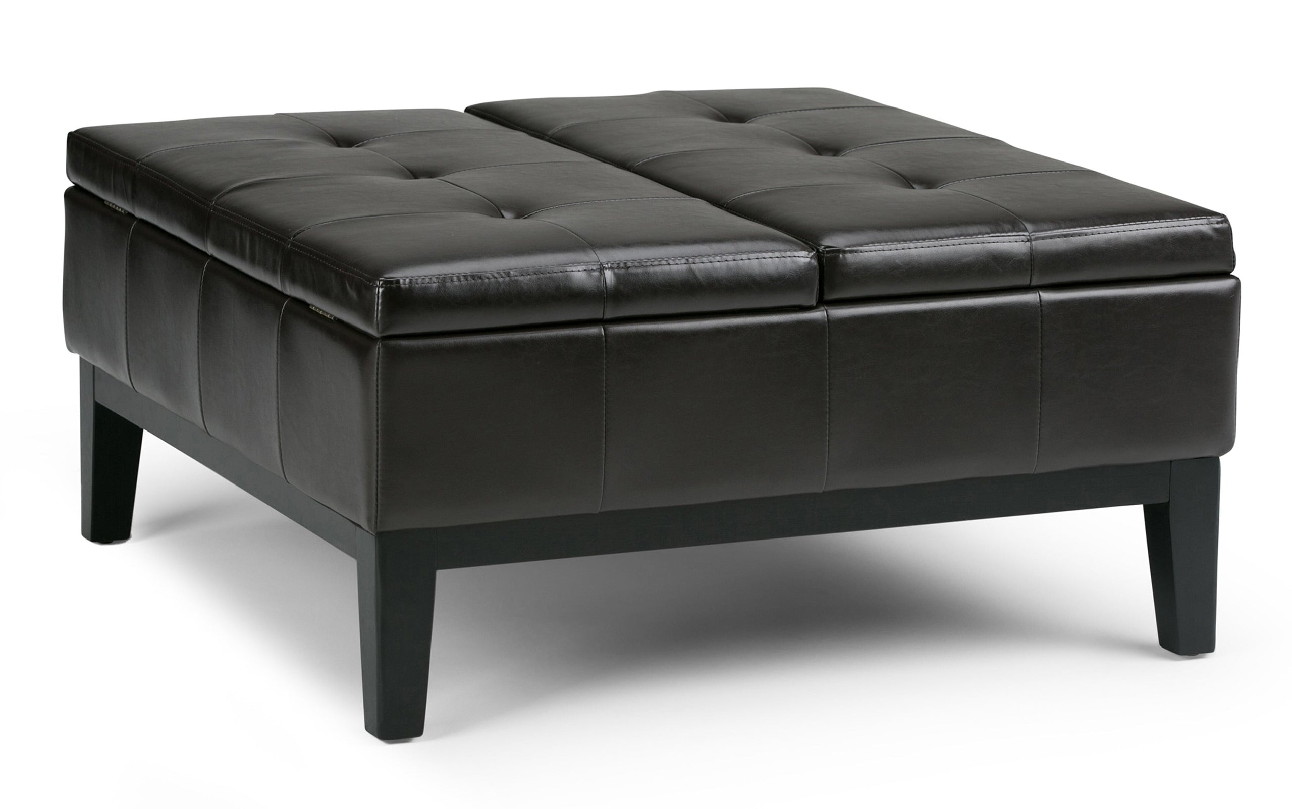 Tanners Brown Vegan Leather | Dover Square Vegan Leather Coffee Table Storage Ottoman