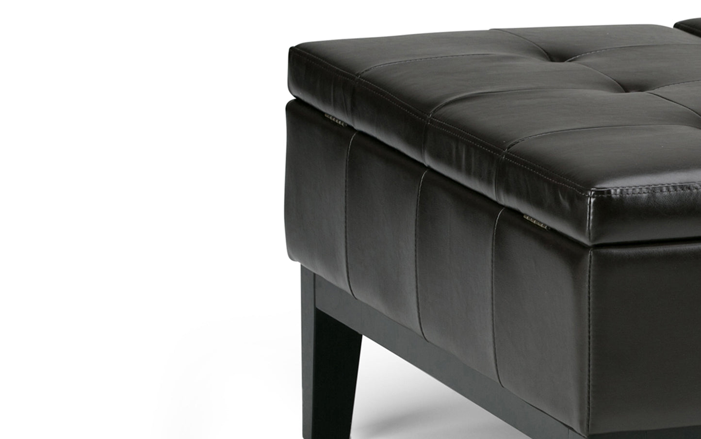 Tanners Brown Vegan Leather | Dover Square Vegan Leather Coffee Table Storage Ottoman