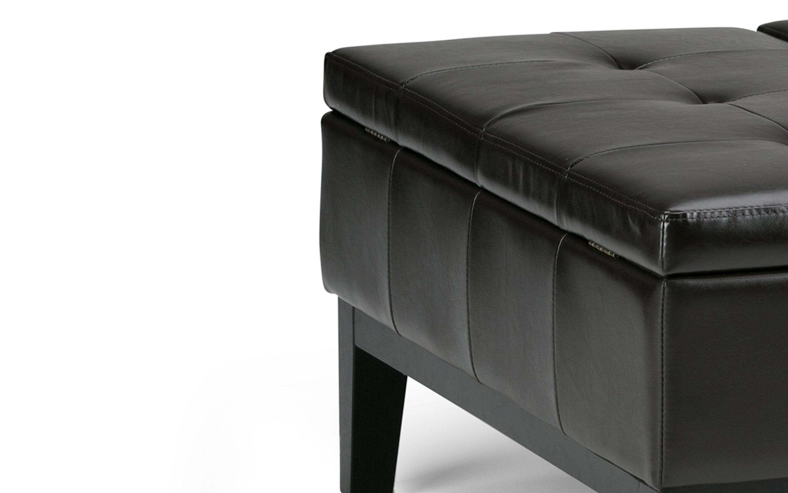 Tanners Brown Vegan Leather | Dover Square Vegan Leather Coffee Table Storage Ottoman