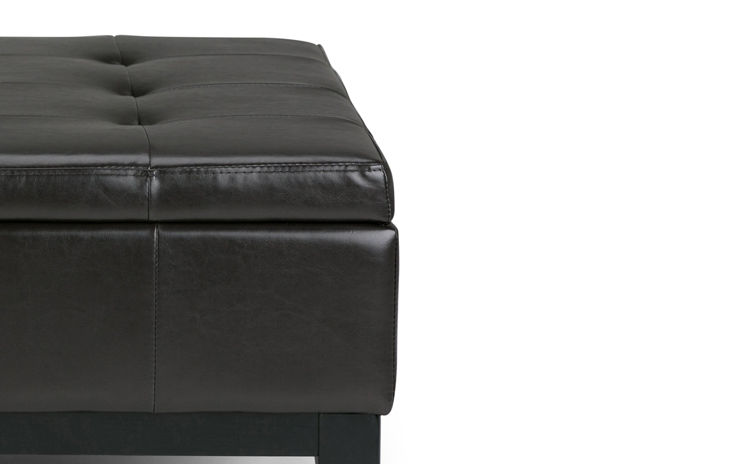 Tanners Brown Vegan Leather | Dover Square Vegan Leather Coffee Table Storage Ottoman