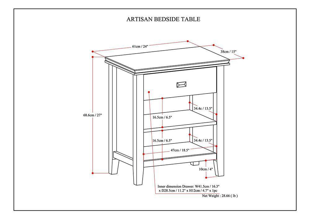 Rustic Natural Aged Brown | Artisan Bedside Table