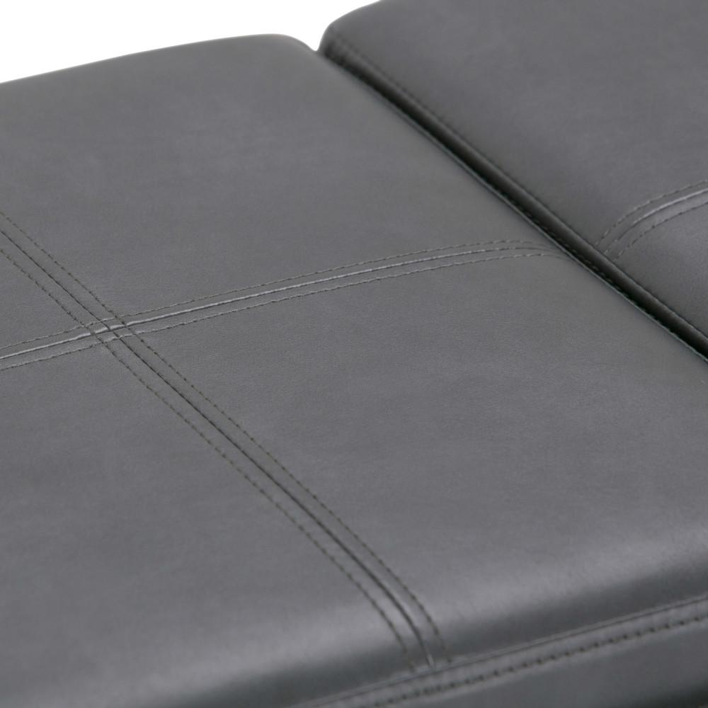 Stone Grey Vegan Leather | Avalon Linen Look Storage Ottoman with Three Trays