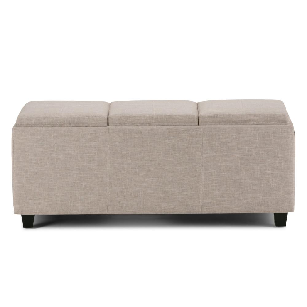 Natural Linen Style Fabric | Avalon Linen Look Storage Ottoman with Three Trays