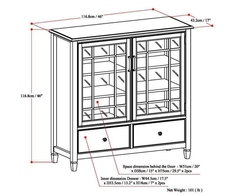 Dark Chestnut Brown Solid Wood - Pine | Connaught Tall Storage Cabinet
