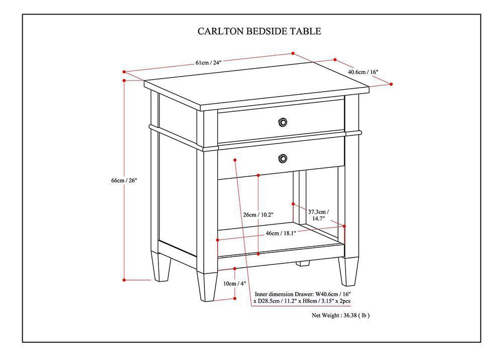 Rustic Natural Aged Brown | Carlton Bedside Table