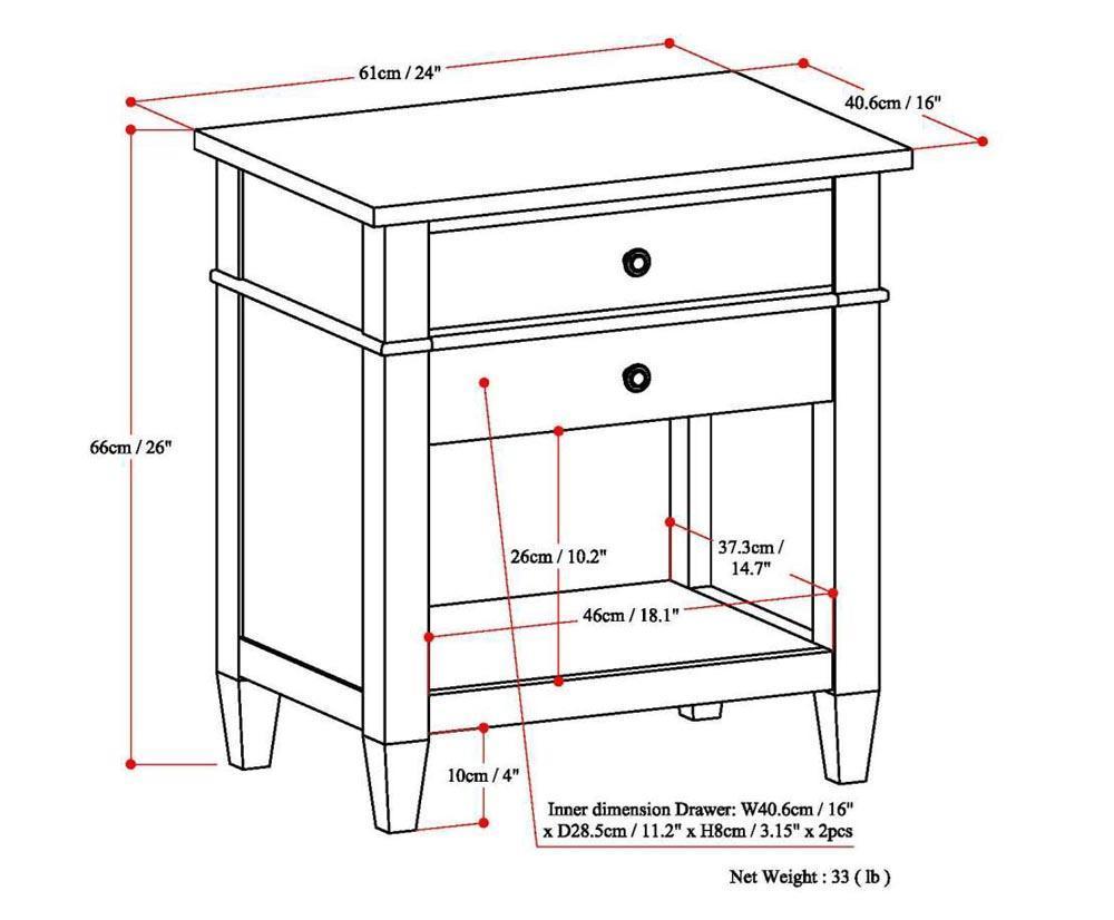 Dark Tobacco Brown | Carlton Bedside Table