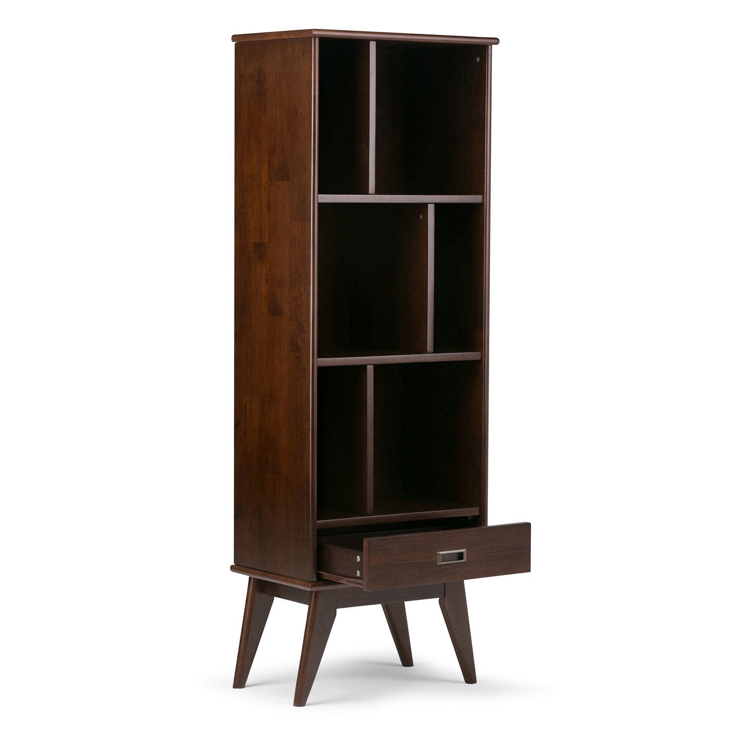 Medium Auburn Brown | Draper Mid Century Bookcase with Storage