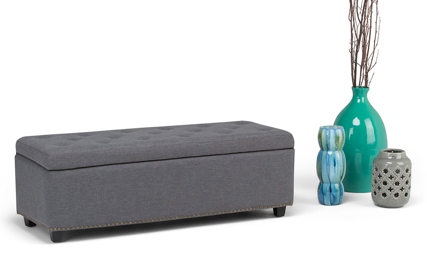 Hamilton Storage Ottoman in Linen