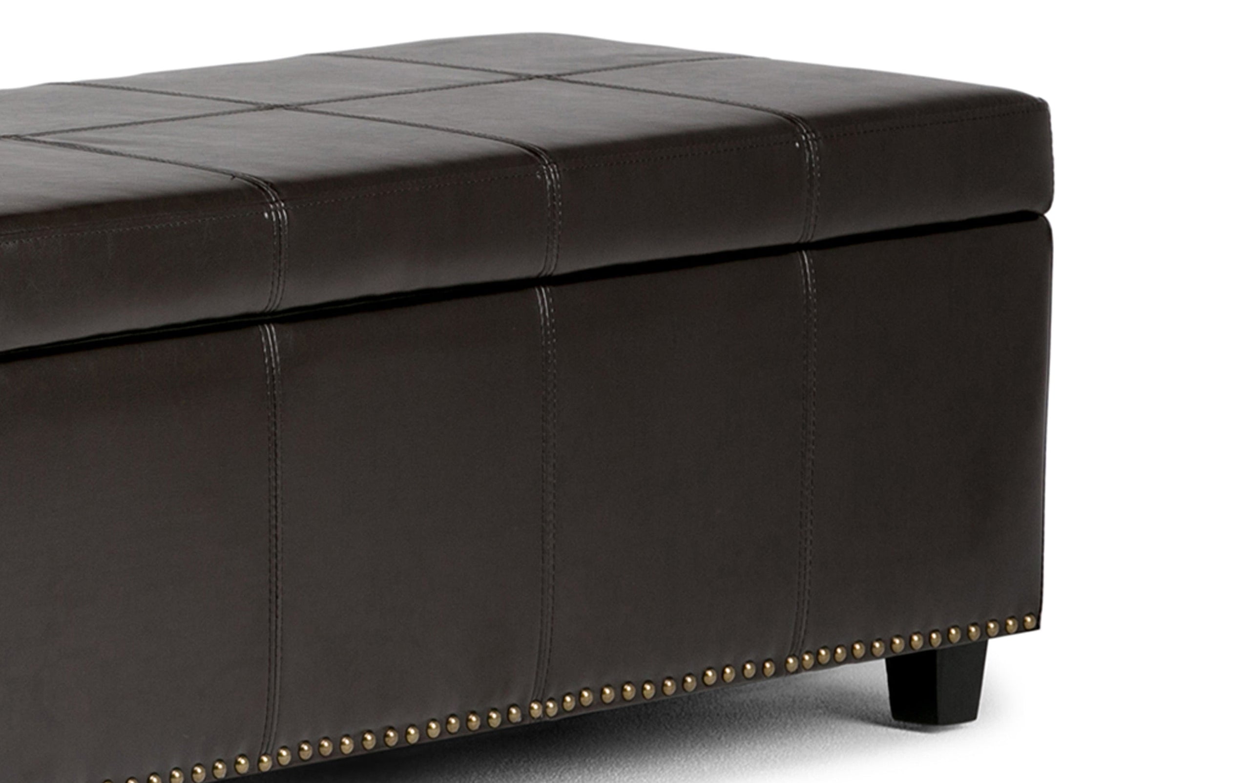 Coffee Brown Vegan Leather | Kingsley Bonded Leather Storage Ottoman