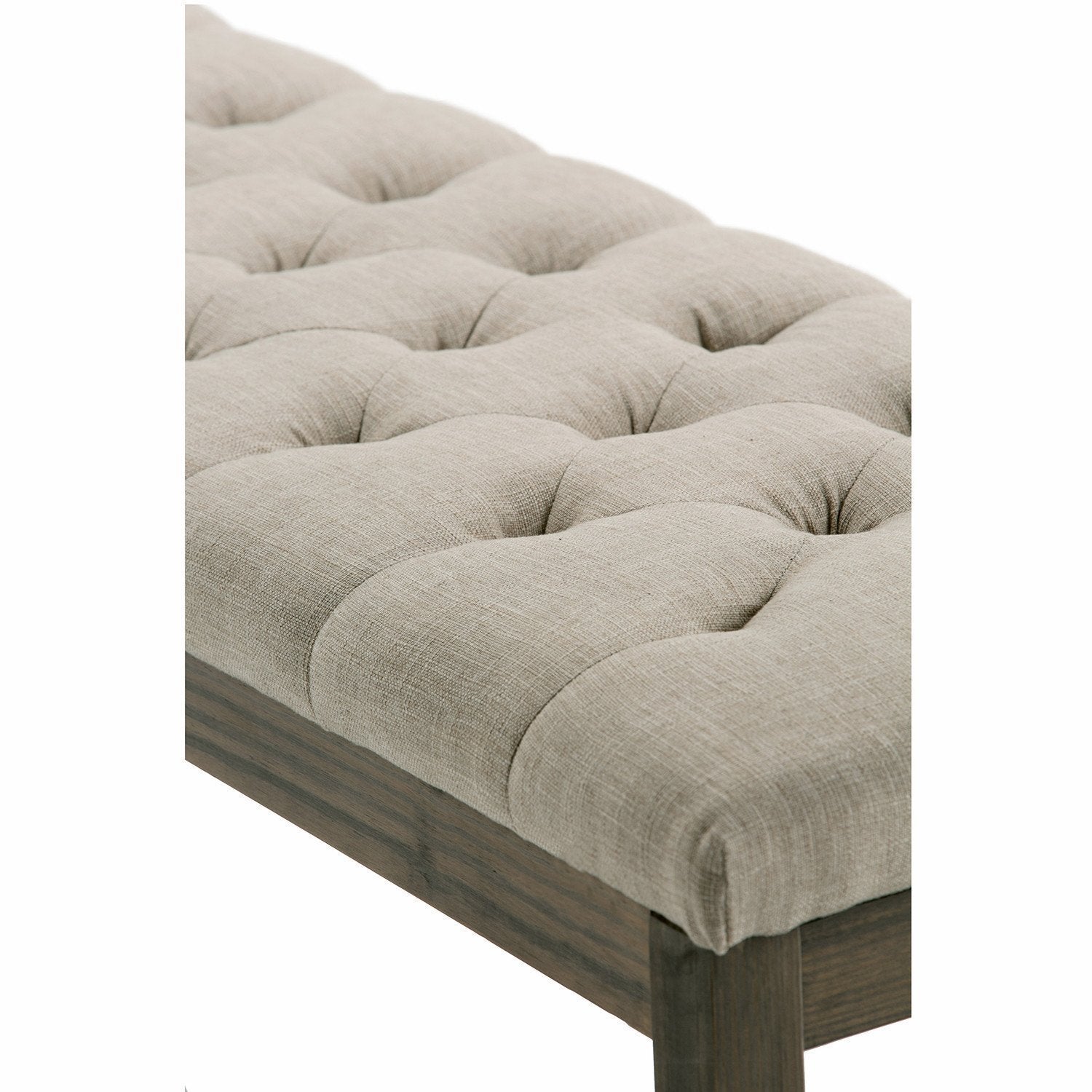 Natural Linen Style Fabric | Waverly Tufted Ottoman Bench