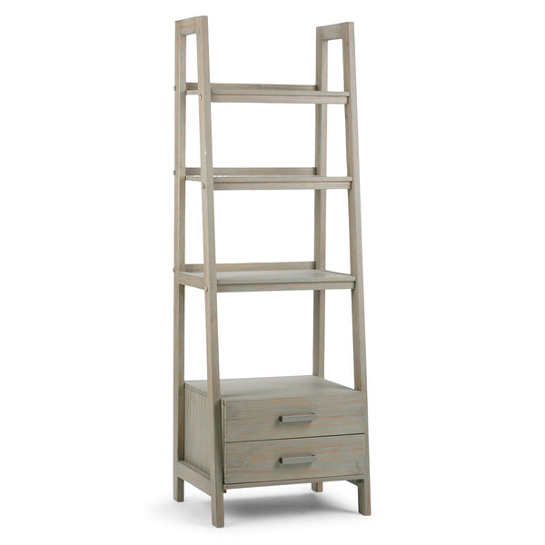 Distressed Grey | Sawhorse 24 inch Ladder Shelf with Storage
