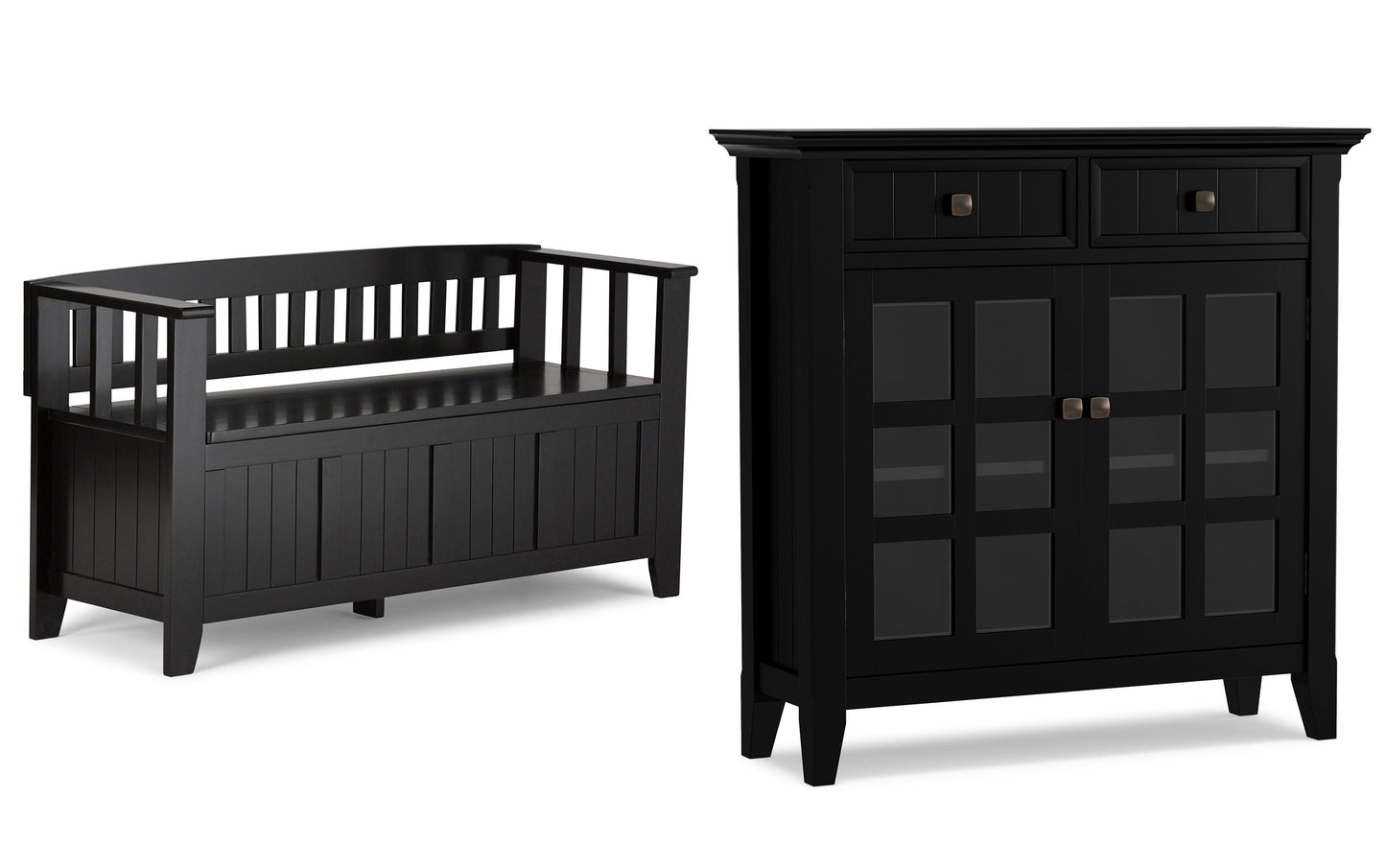 Black | Acadian 48-inch Storage Bench and 36-inch Cabinet