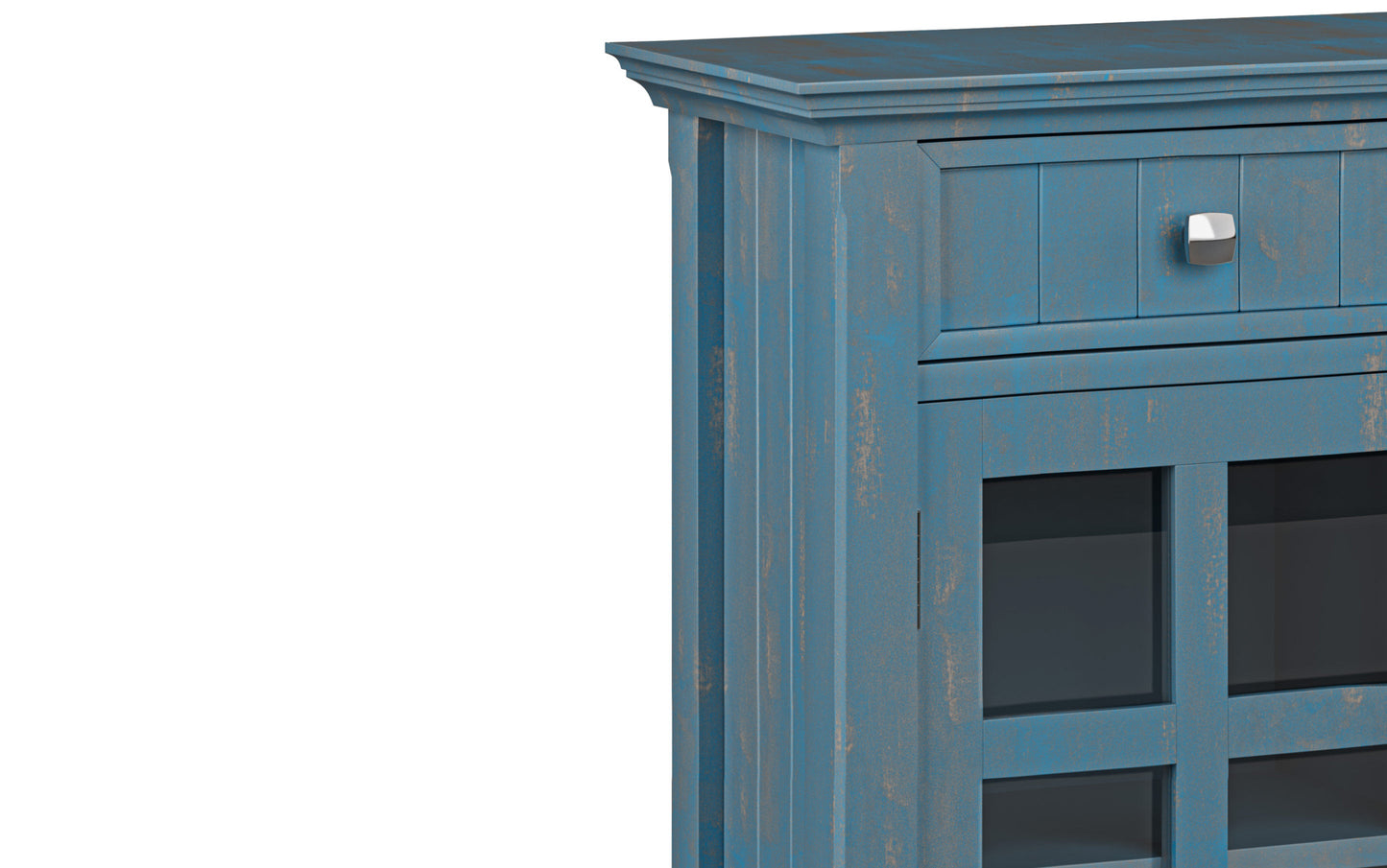 Distressed Coastal Blue | Acadian 48-inch Storage Bench and 36-inch Cabinet