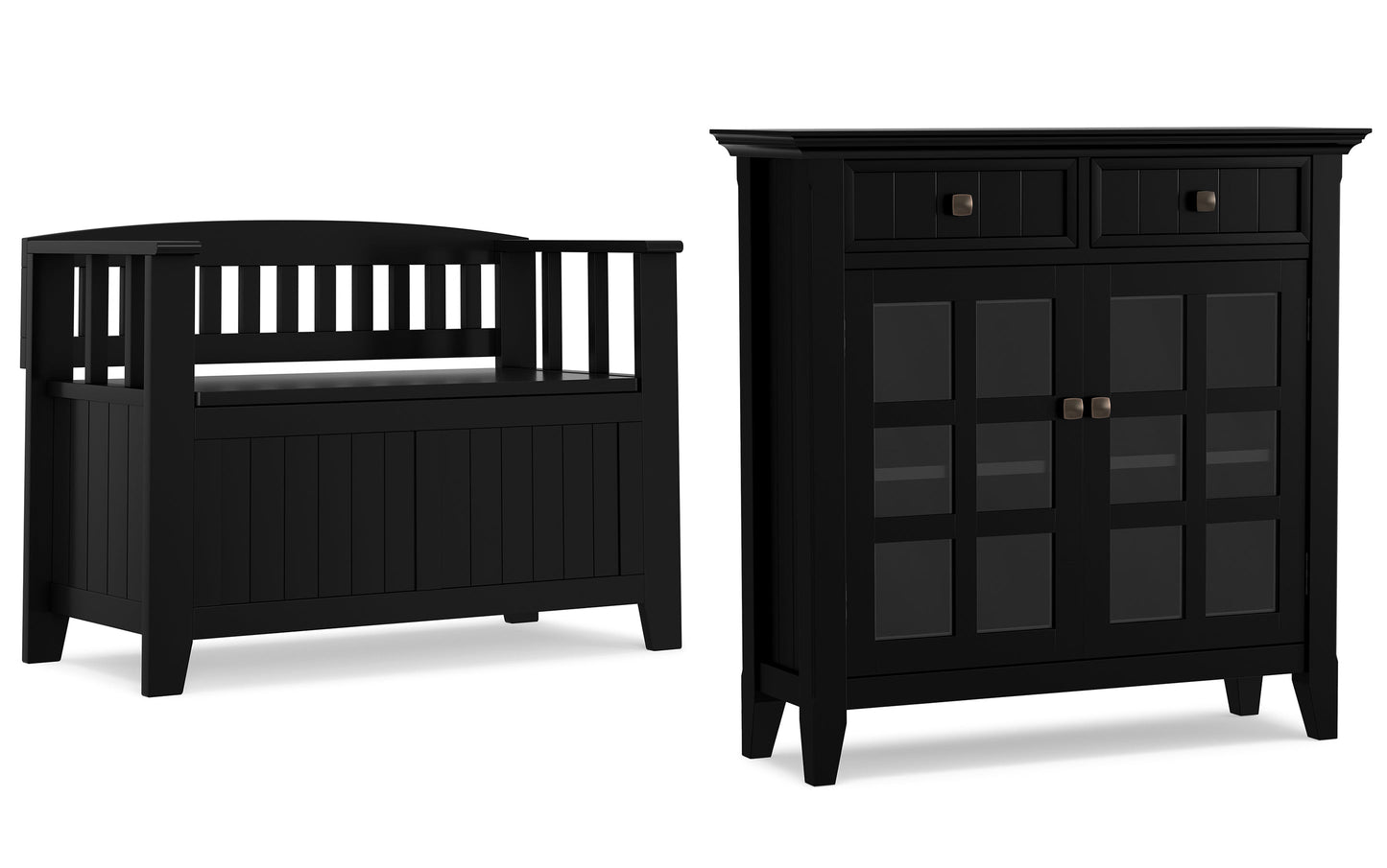 Black | Acadian 36-inch Storage Bench and 36-inch Cabinet