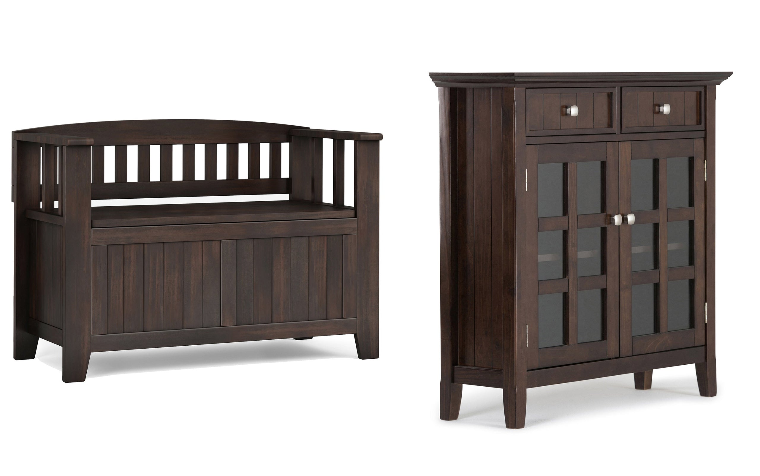 Brunette Brown | Acadian 36-inch Storage Bench and 36-inch Cabinet