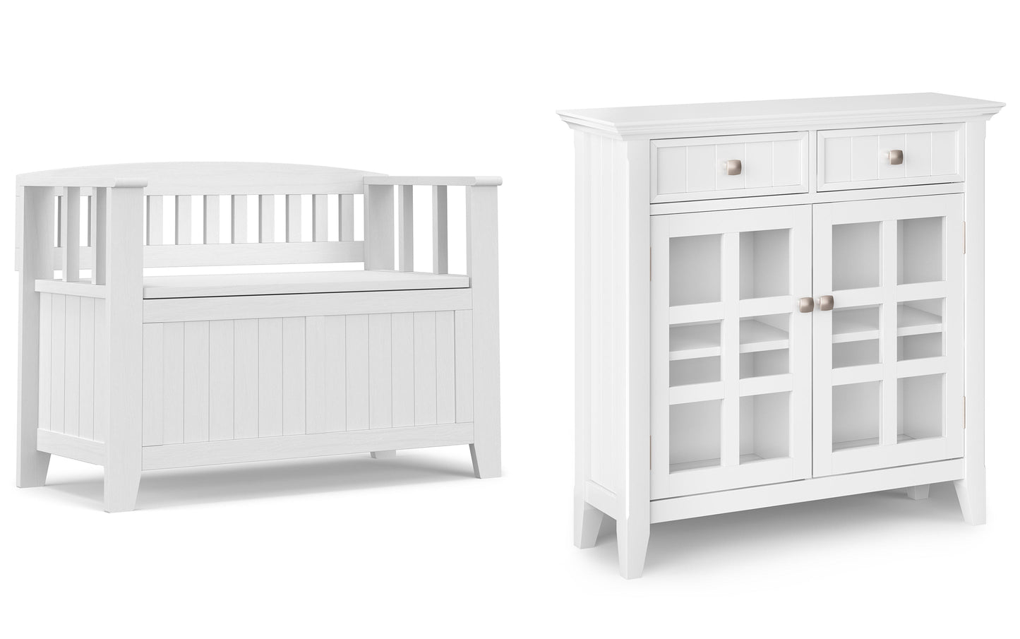 White | Acadian 36-inch Storage Bench and 36-inch Cabinet