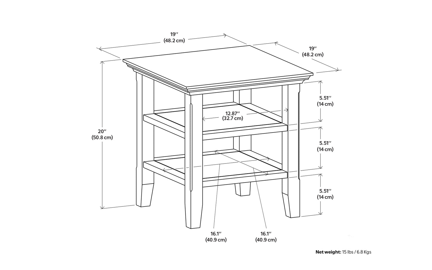 Acadian 19 inch End Table (Set of 2)