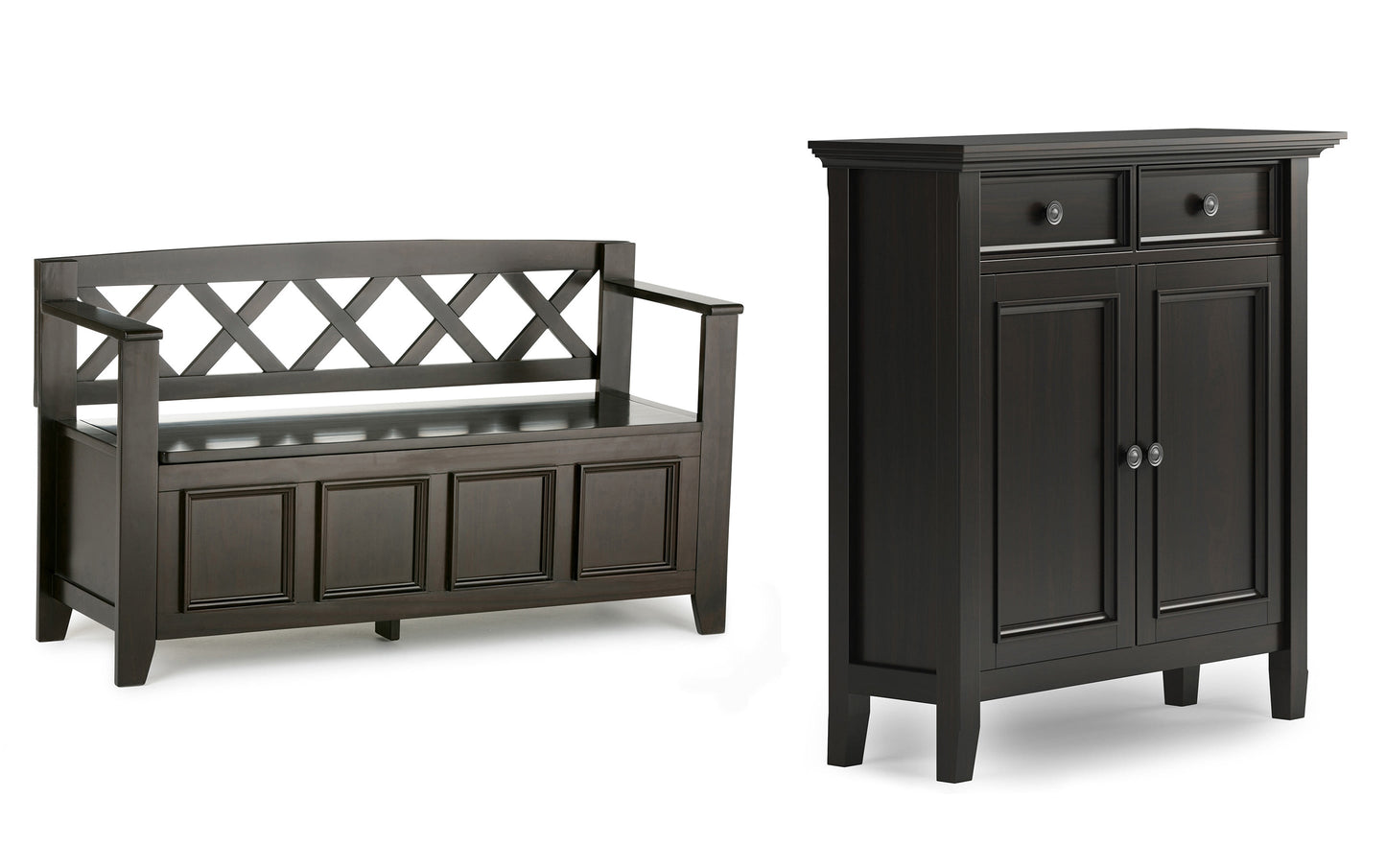 Hickory Brown | Amherst 48-inch Storage Bench and 36-inch Cabinet
