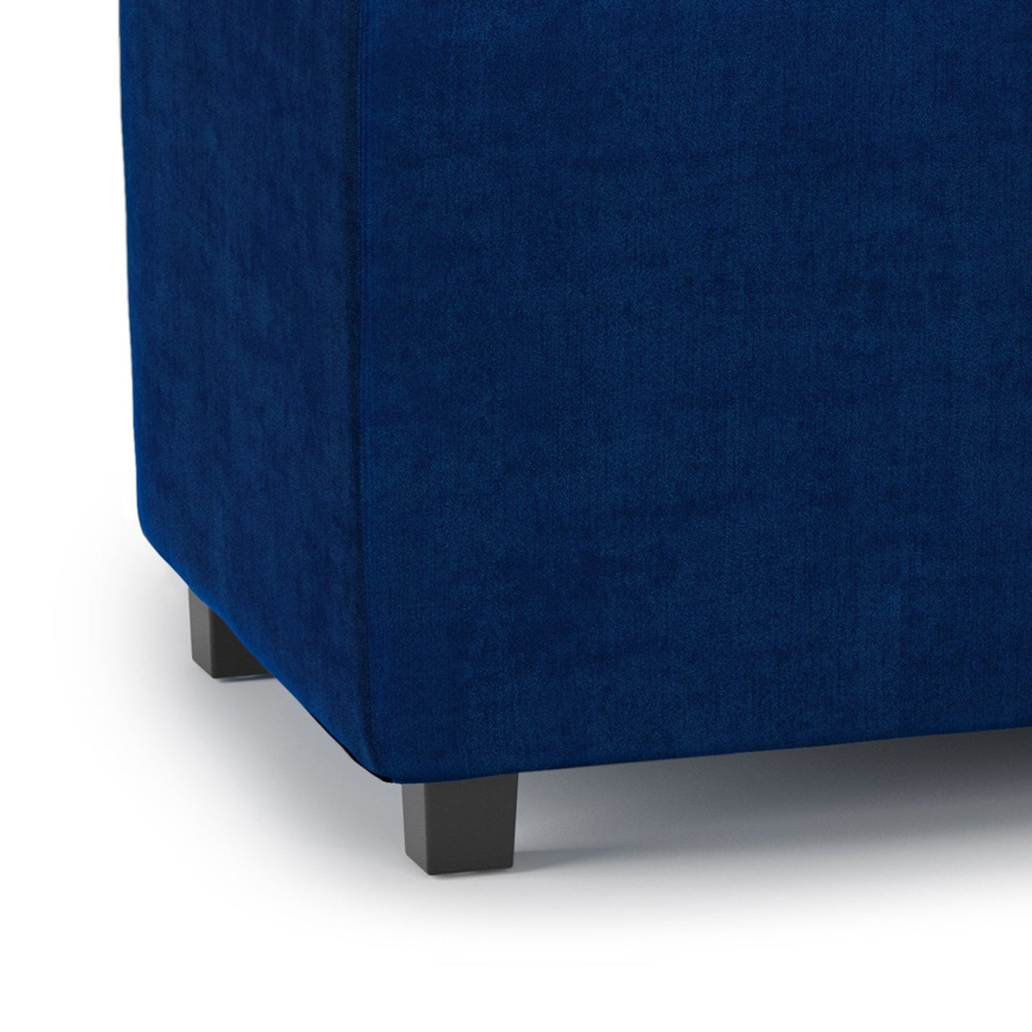 Blue Velvet Fabric | Vegan Leather | Avalon Vegan Leather Storage Ottoman with Three Trays