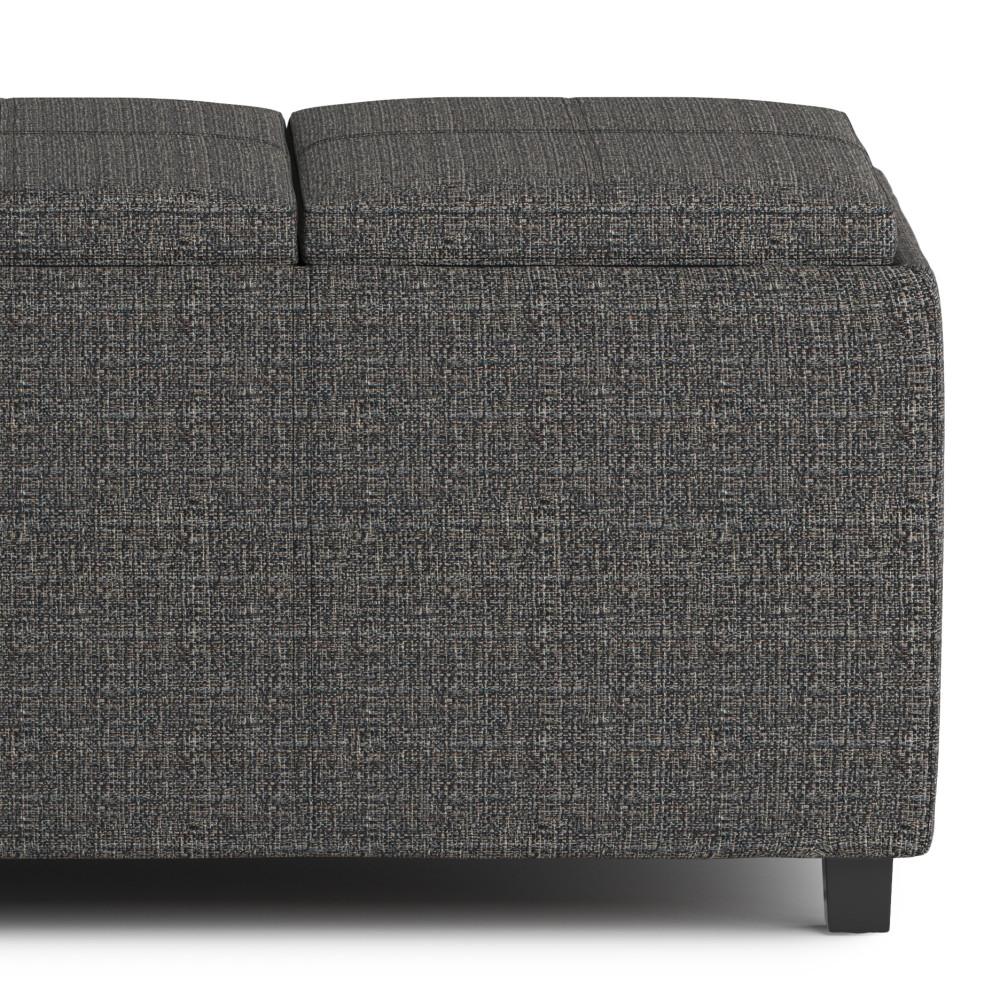 Ebony Tweed Style Fabric | Avalon Linen Look Storage Ottoman with Three Trays