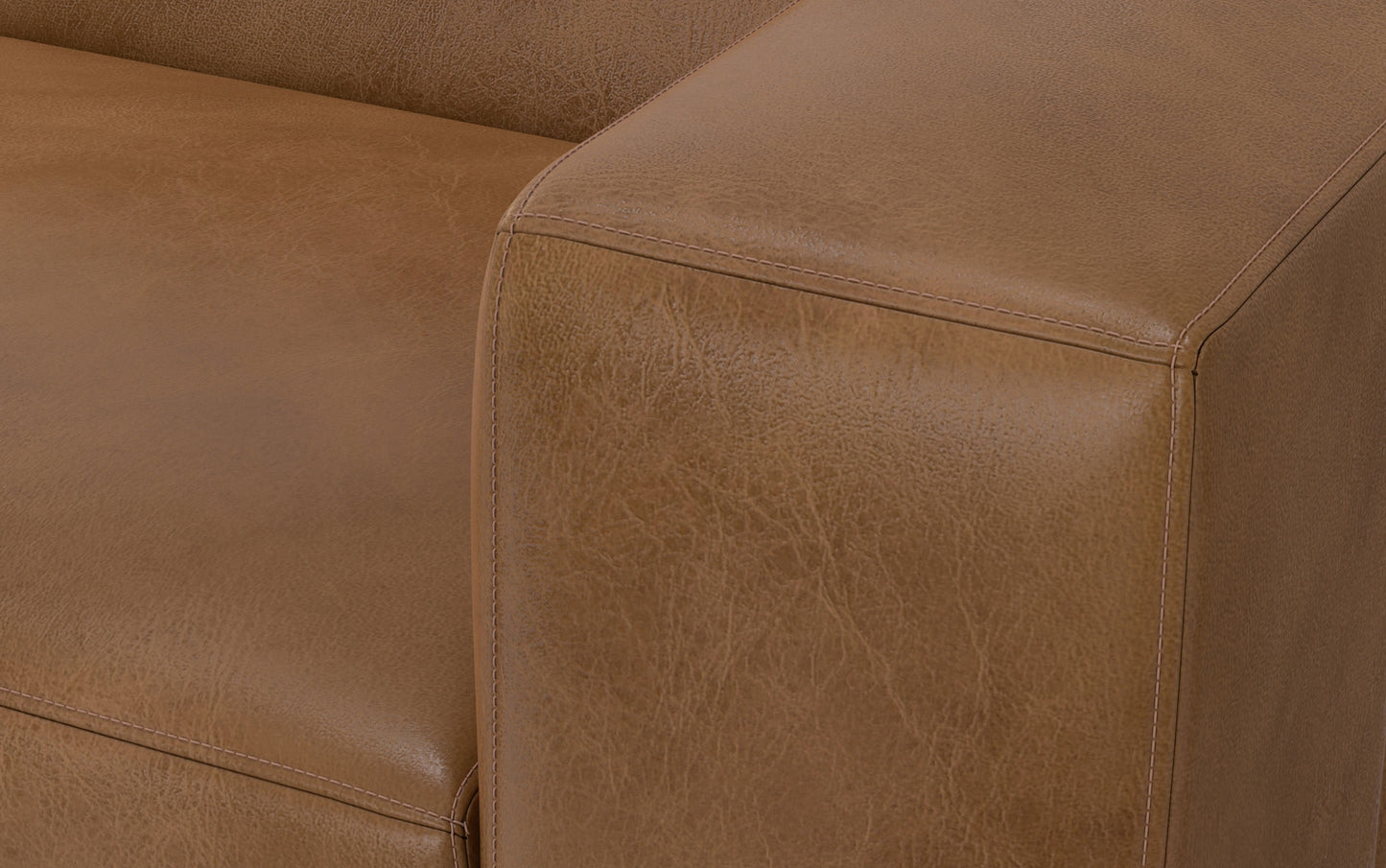 Caramel Brown Genuine Leather | Rex 2 Seater Sofa and Left Chaise in Genuine Leather
