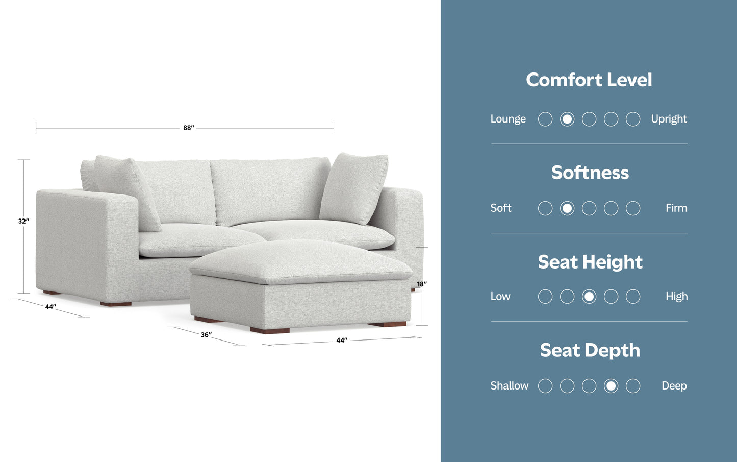Jasmine 2 Seater Sofa and Ottoman