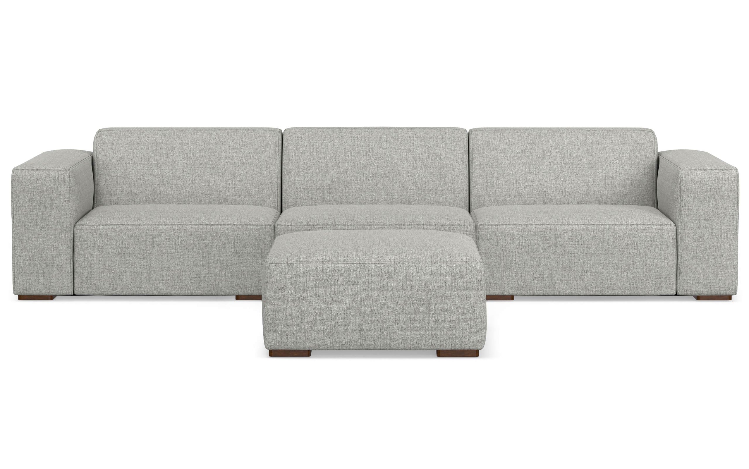 Pale Grey Performance Fabric | Rex 3 Seater Sofa and Ottoman in Performance Fabric
