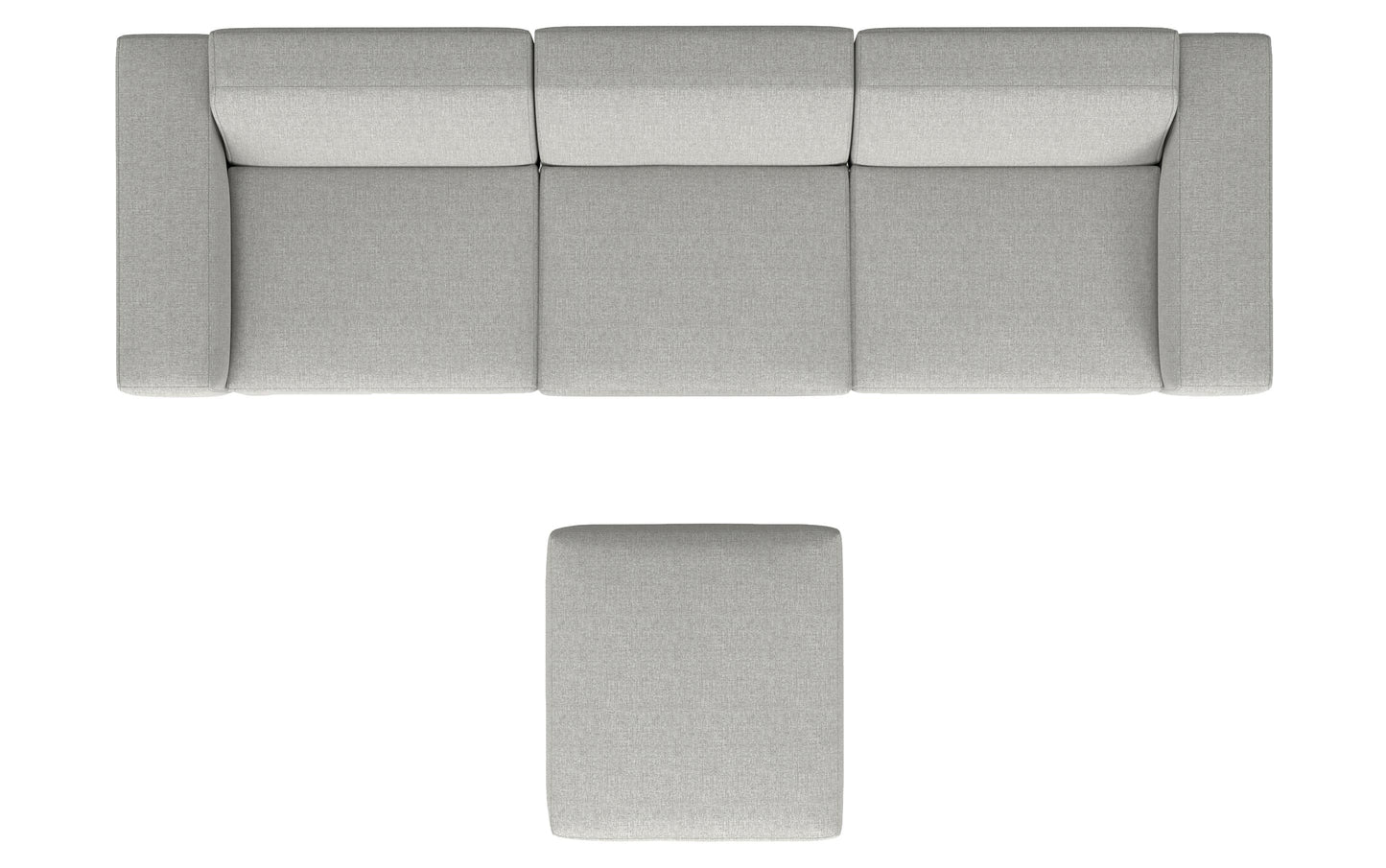 Pale Grey Performance Fabric | Rex 3 Seater Sofa and Ottoman in Performance Fabric