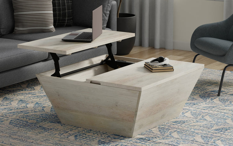 White Wash | Abba 36 inch Square Lift Top Coffee Table