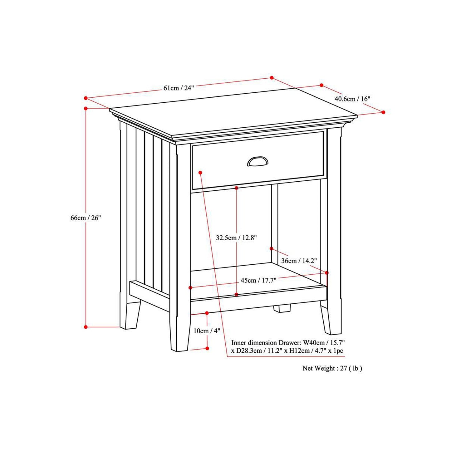 Acadian Night Stand With Drawer