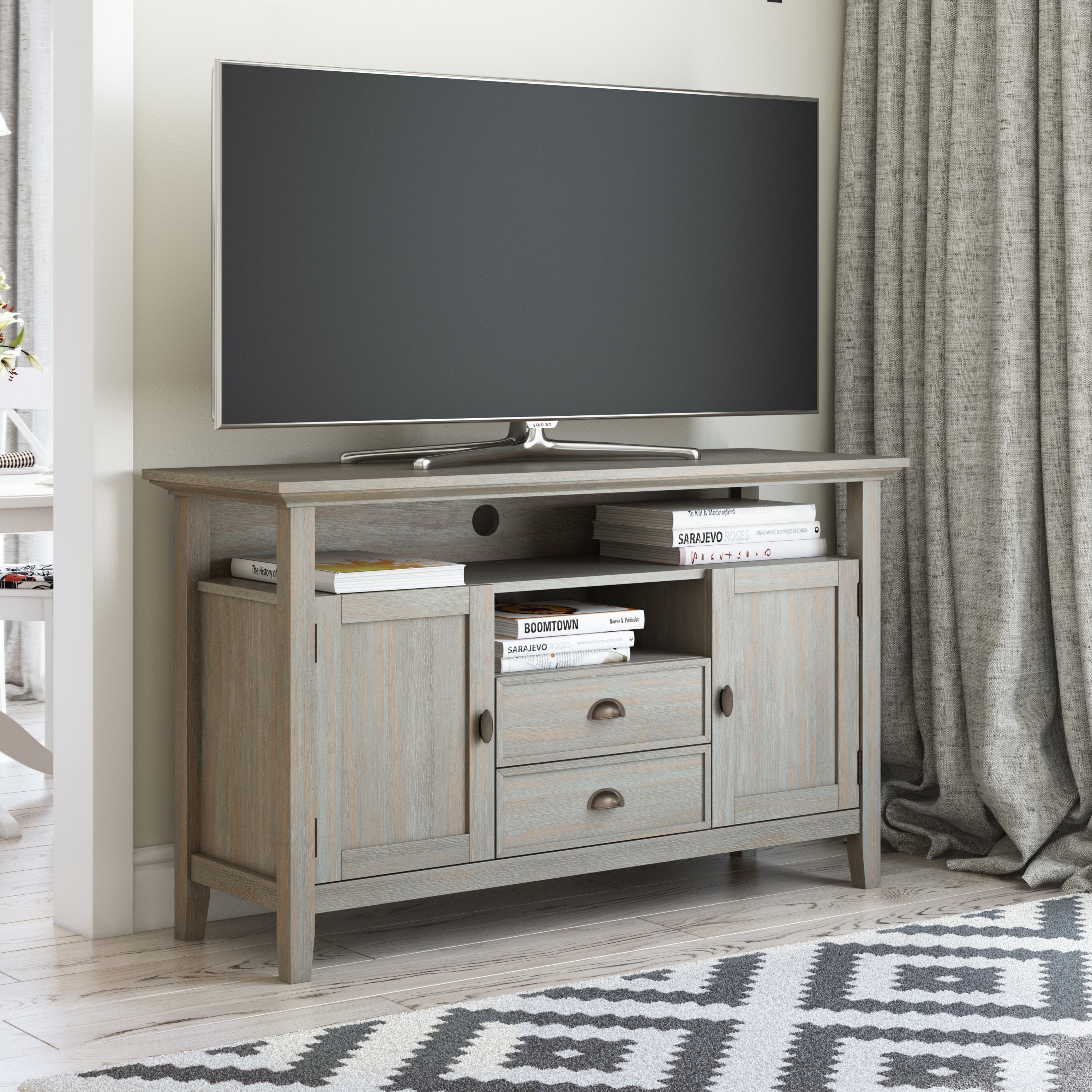 Distressed Grey | Redmond 54 inch Tall TV Media Stand
