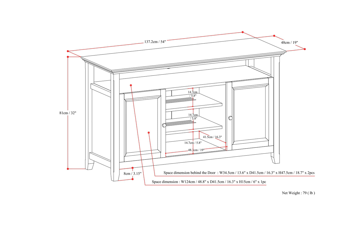 Amherst 54 inch TV Media Stand