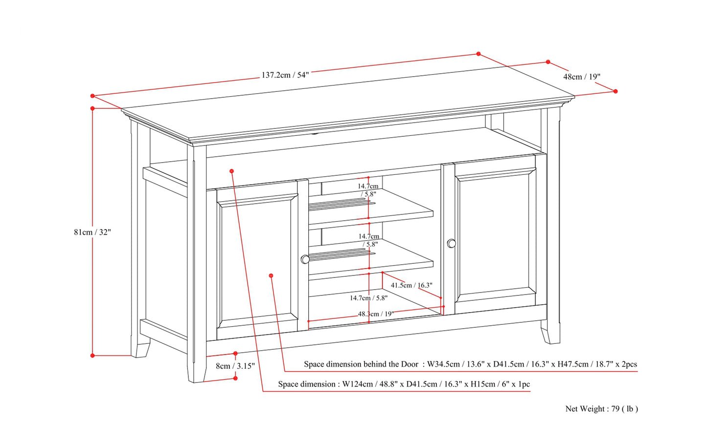 Fog Grey | Amherst TV Media Stand