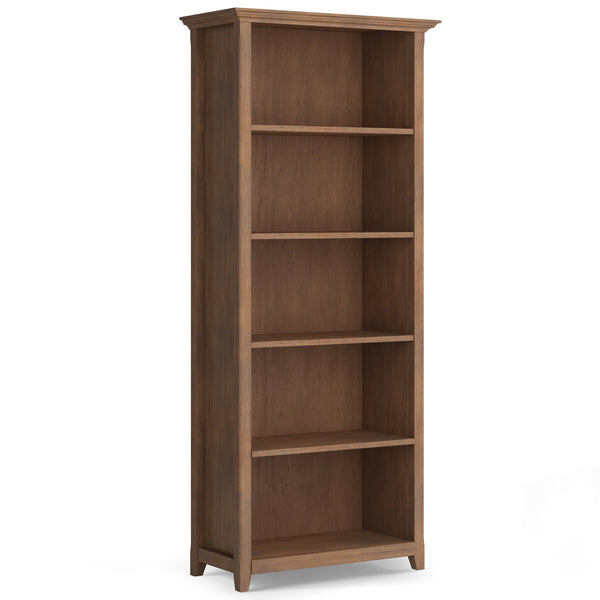 Rustic Natural Aged Brown | Amherst 5 Shelf Bookcase