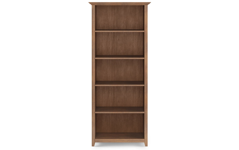 Rustic Natural Aged Brown | Amherst 5 Shelf Bookcase