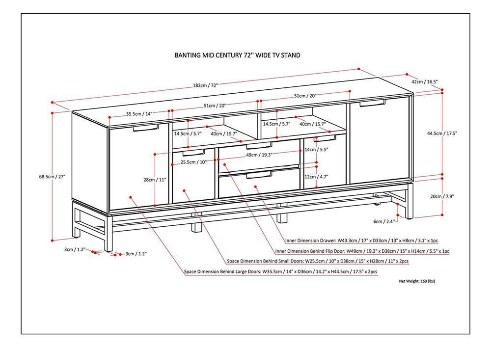 Banting Mid Century 72 inch Wide TV Stand