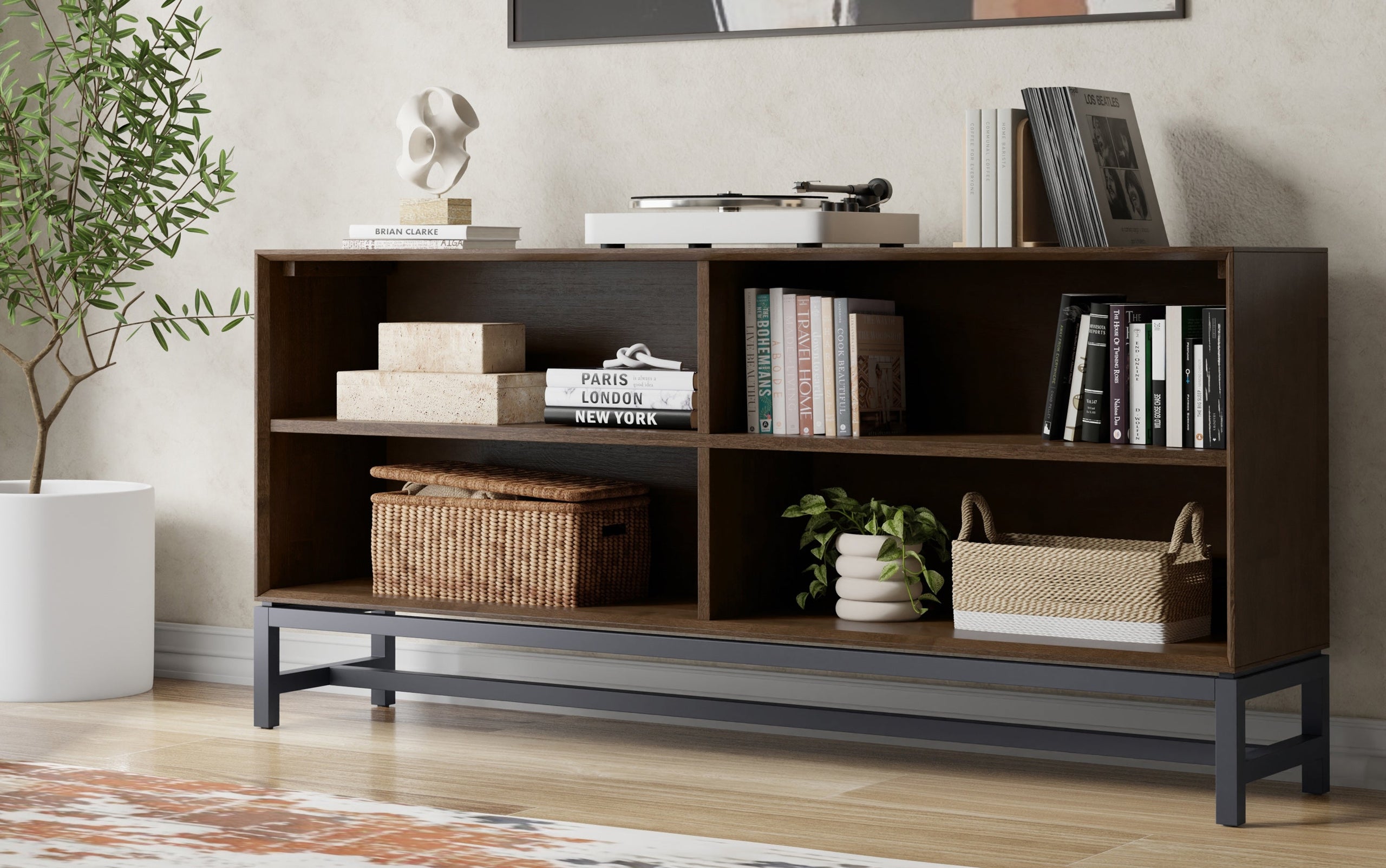 Walnut | Banting Low Wide Bookcase