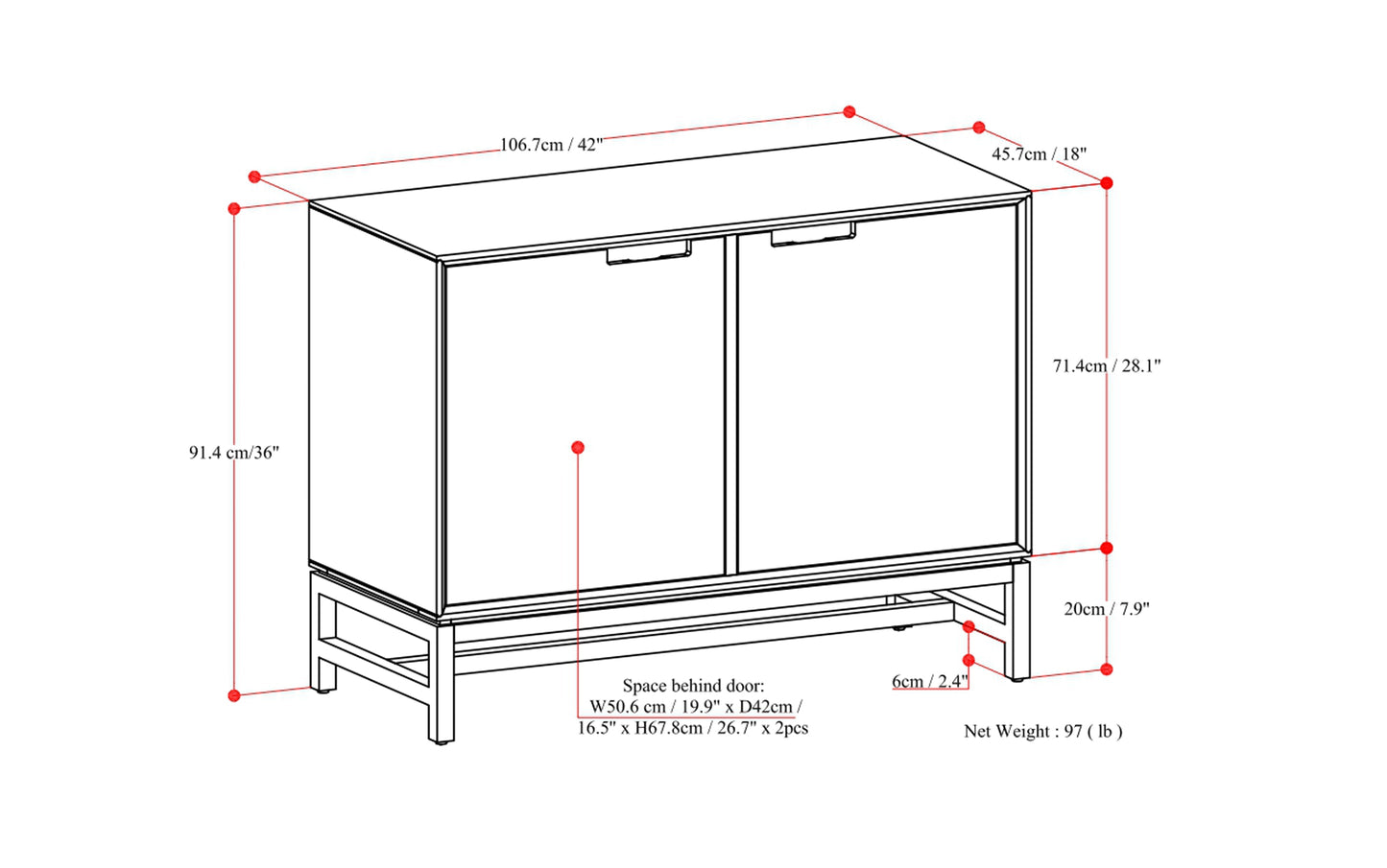 Walnut Brown | Banting 2 Door Sideboard Buffet