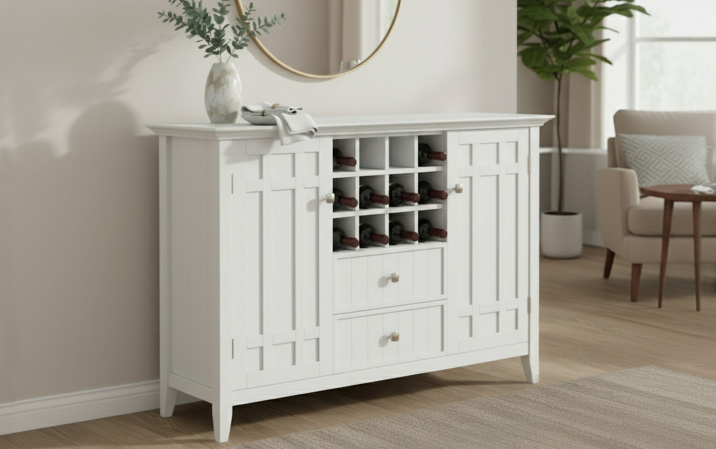 White | Bedford Sideboard Buffet & Winerack