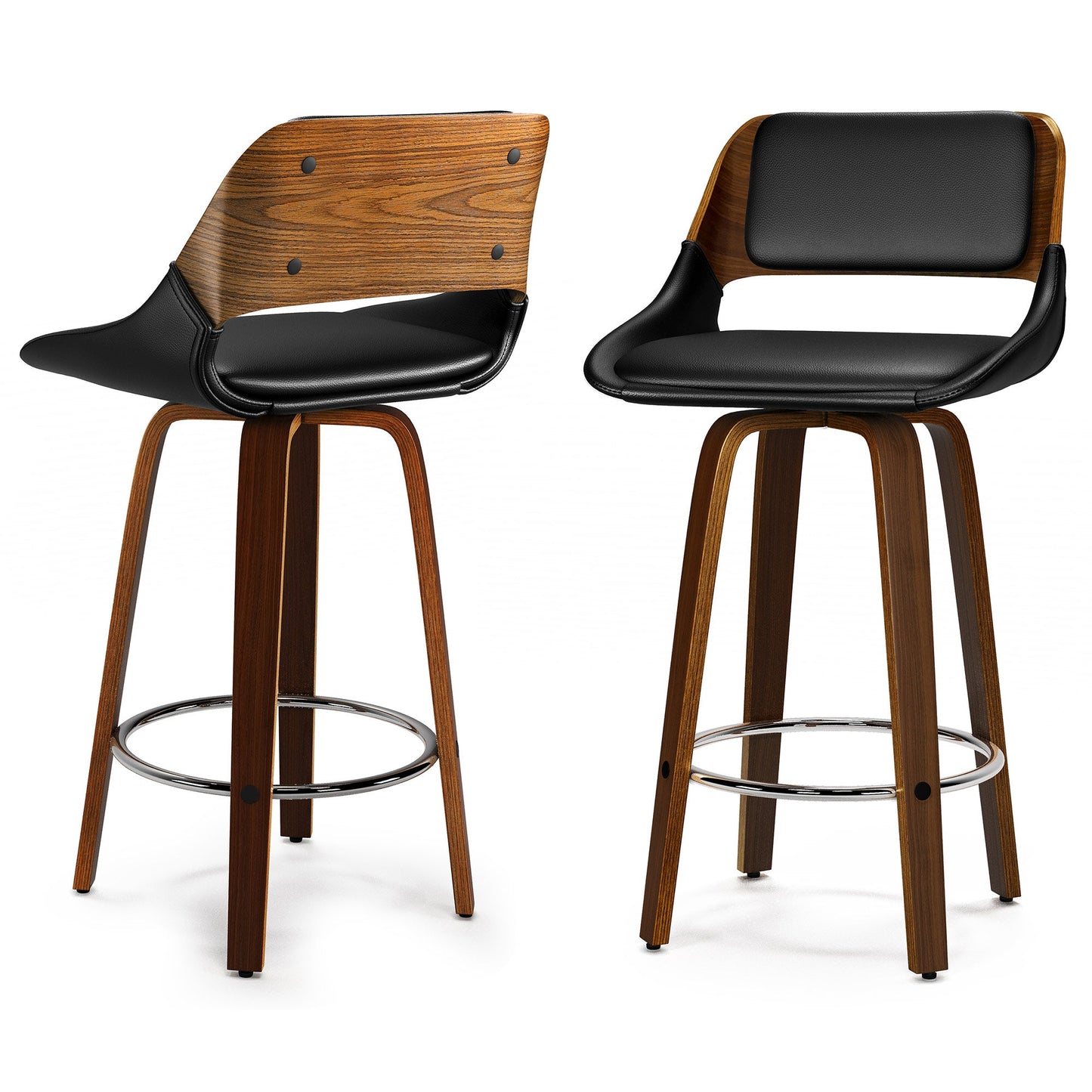 Black Vegan Leather | Carly Swivel Bar Stool (Set of 2)