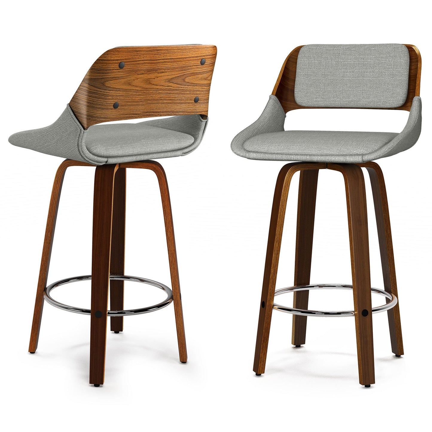 Grey Linen Style Fabric | Carly Swivel Bar Stool (Set of 2)