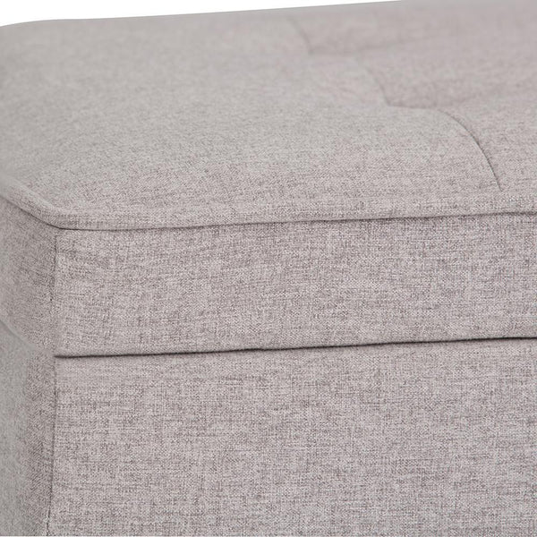 Cloud Grey Linen Style Fabric | Cosmopolitan Entryway Storage Ottoman Bench