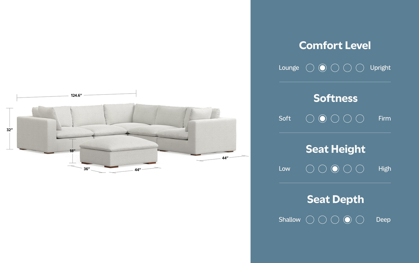 Jasmine Corner Sectional and Ottoman