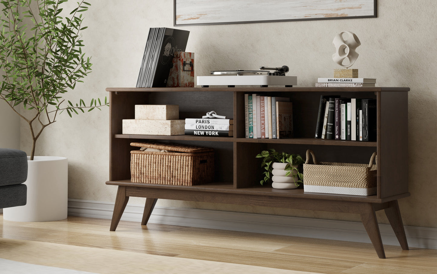 Draper Mid Century Low Bookcase
