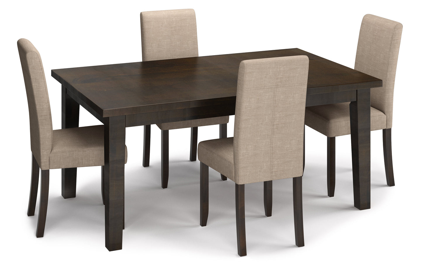 Light Beige Linen Style Fabric | Acadian 5 Piece Dining Set