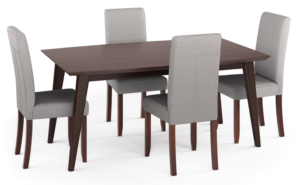 Cloud Grey Linen Style Fabric | Acadian / Draper 5 Piece Dining Set