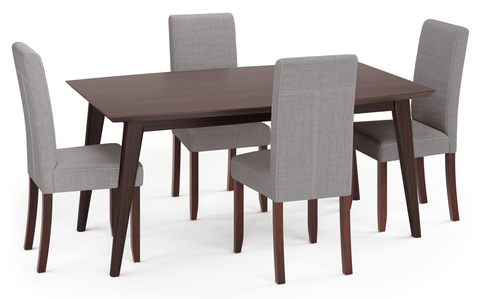 Dove Grey Linen Style Fabric | Acadian / Draper 5 Piece Dining Set