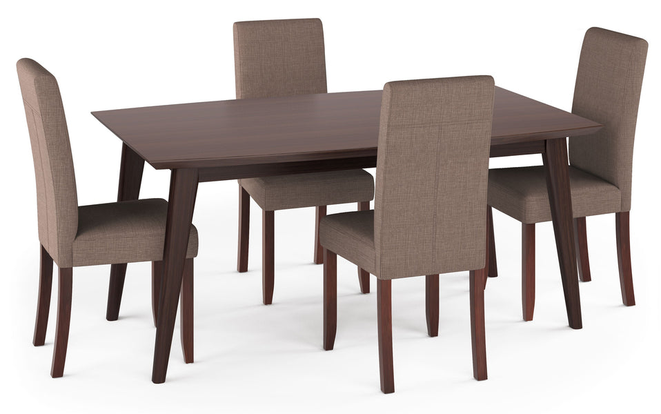 Light Mocha Linen Style Fabric | Acadian / Draper 5 Piece Dining Set