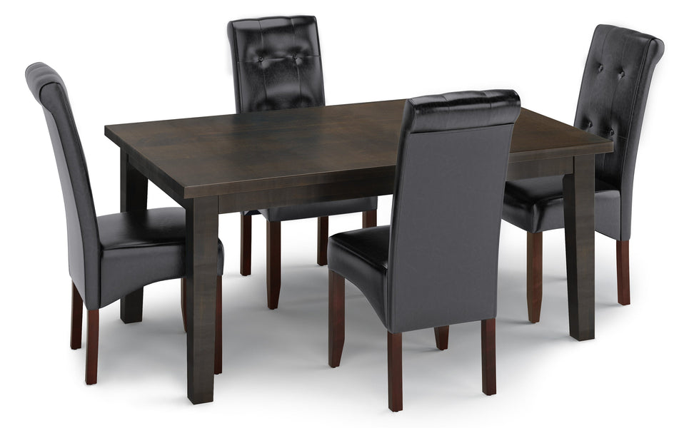 Midnight Black Vegan Leather | Cosmopolitan 5 Piece Dining Set